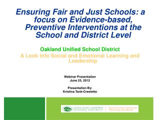OUSD Goals for Social Emotional Learning and Leadership