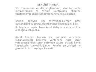 KENDİNİ TANIMA