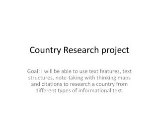 Country Research project