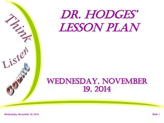 Dr. Hodges’ Lesson Plan