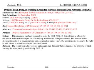 Project: IEEE P802.15 Working Group for Wireless Personal Area Networks (WPANs)