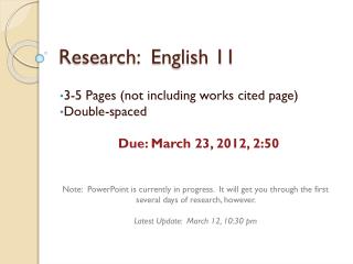 Research: English 11