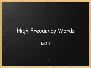 High Frequency Words