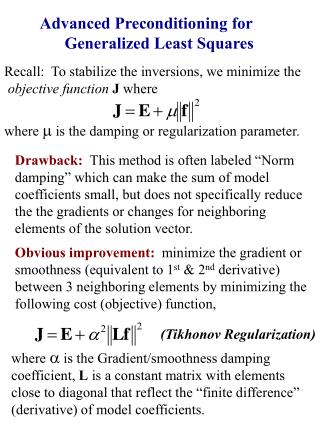 Advanced Preconditioning for Generalized Least Squares