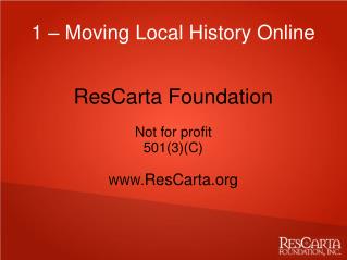 1 – Moving Local History Online