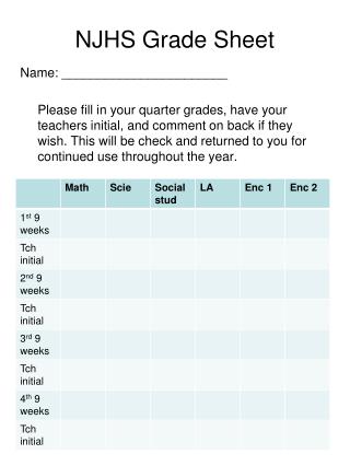 NJHS Grade Sheet