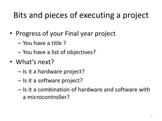 Bits and pieces of executing a project