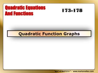 Quadratic Equations And Functions