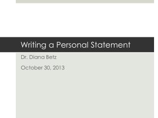 Writing a Personal Statement