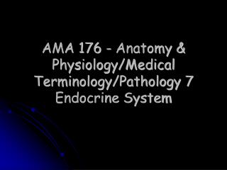 AMA 176 - Anatomy &amp; Physiology/Medical Terminology/Pathology 7 Endocrine System