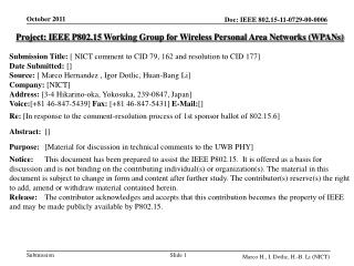 Project: IEEE P802.15 Working Group for Wireless Personal Area Networks (WPANs)