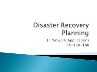 Disaster Recovery Planning