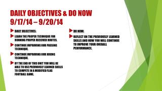 Daily Objectives &amp; Do now 9/17/14 – 9/20/14