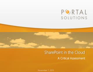 SharePoint in the Cloud