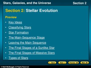 Section 2: Stellar Evolution