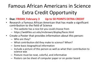Famous African Americans in Science Extra Credit Opportunity
