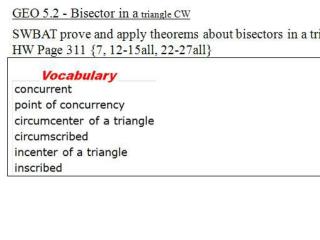 5.2 Bisectors in a Triangle notes