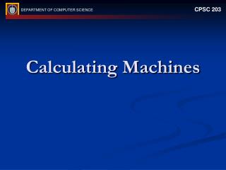 Calculating Machines