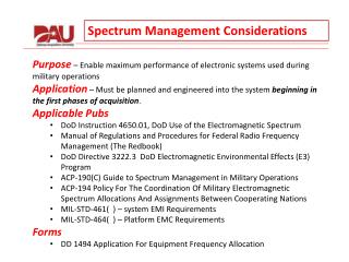 Spectrum Management Considerations