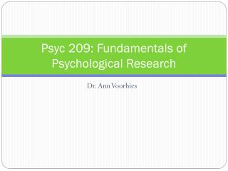 Psyc 209: Fundamentals of Psychological Research