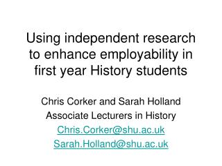 Using independent research to enhance employability in first year History students