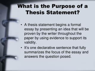 What is the Purpose of a Thesis Statement?