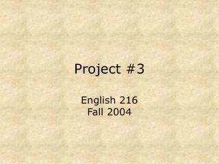 Project #3