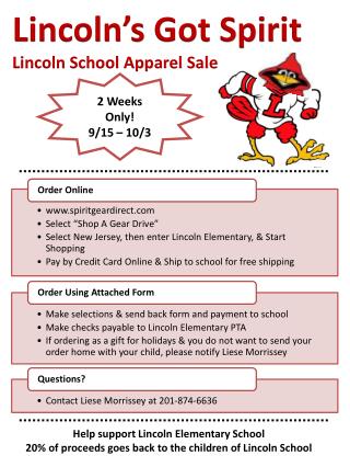Linco ln’s Got Spirit Lincoln School Apparel Sale