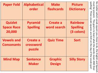 Vocab Squares