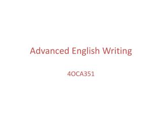 Advanced English Writing