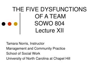 THE FIVE DYSFUNCTIONS OF A TEAM SOWO 804 Lecture XII