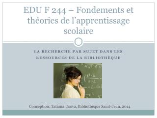 EDU F 244 – Fondements et théories de l’apprentissage scolaire