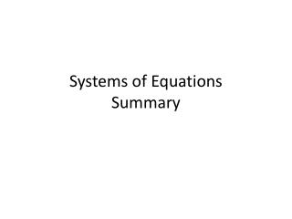 Systems of Equations Summary