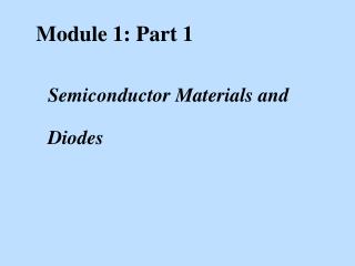 Module 1: Part 1