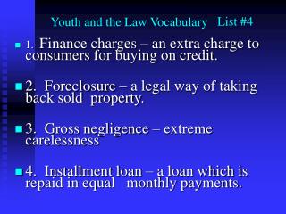 Youth and the Law Vocabulary