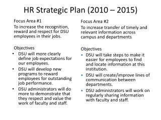 HR Strategic Plan (2010 – 2015)