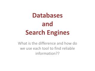 Databases and Search Engines
