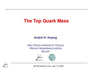 The Top Quark Mass