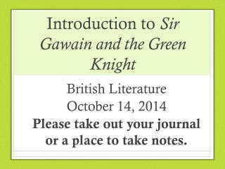 Introduction to Sir Gawain and the Green Knight