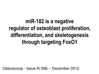 Osteoscoop - Issue N°266 – December 2012