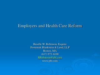 Employers and Health Care Reform