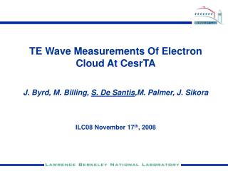TE Wave Measurements Of Electron Cloud At CesrTA