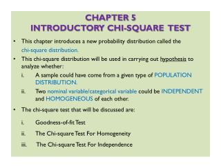 CHAPTER 5 INTRODUCTORY CHI-SQUARE TEST