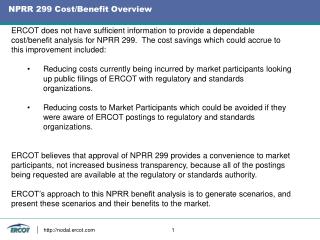 NPRR 299 Cost/Benefit Overview