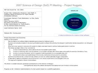 2007 Science of Design (SoD) PI Meeting – Project Nuggets
