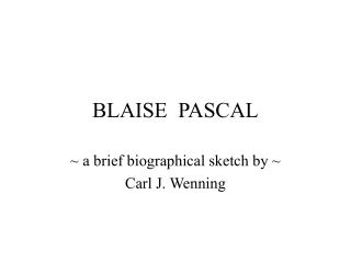 BLAISE PASCAL