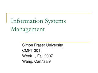 Information Systems Management