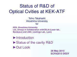 Status of R&amp;D of Optical Cvities at KEK-ATF