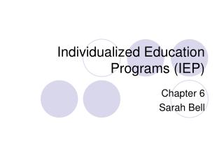 Individualized Education Programs (IEP)