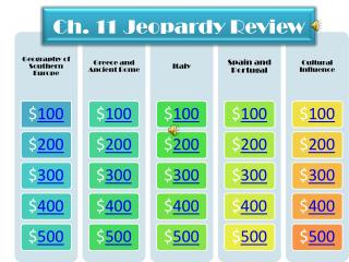 Ch. 11 Jeopardy Review